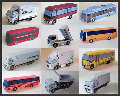 Lots-of-Mitsubishi-Fuso-Truck-and-Bus-Paper-Models