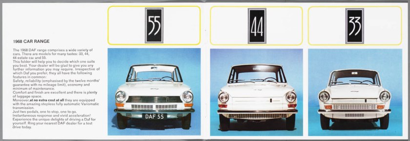 1968 DAF 33, 44, 55 Sedan, 33 Bestel, 44 Combi b