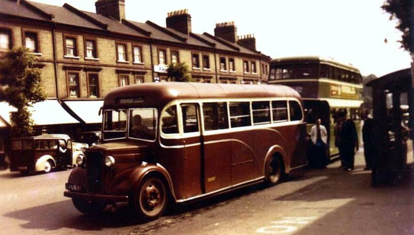 62 1955 Bussen Commer Q4 (P6 engined)Heaver LPU691, believed to show one of only two single deckers still in City livery in 1955