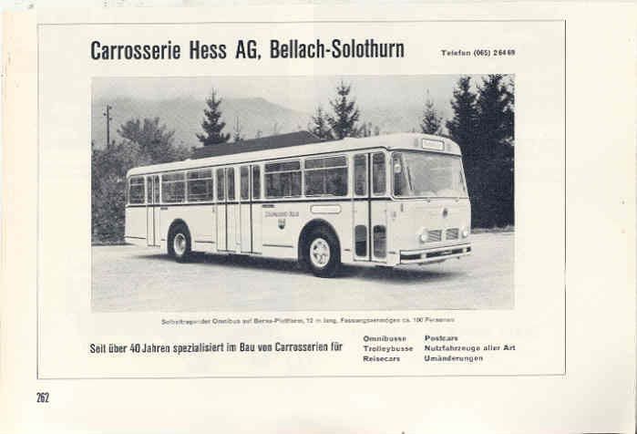 1967 Berna Carrosserie Hess Bus Ad Switzerland