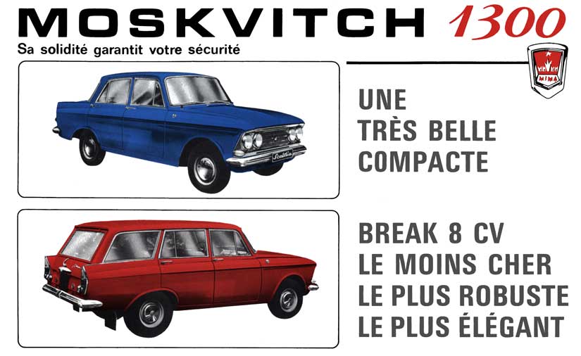 1970 Moskvitch 1300 Saloon & Estate (c1970) French Text Moskvitch 1300 Saloon & Estate (c1970)