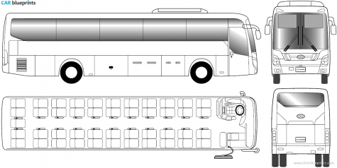 2010 Hyundai Universe Bus blueprint