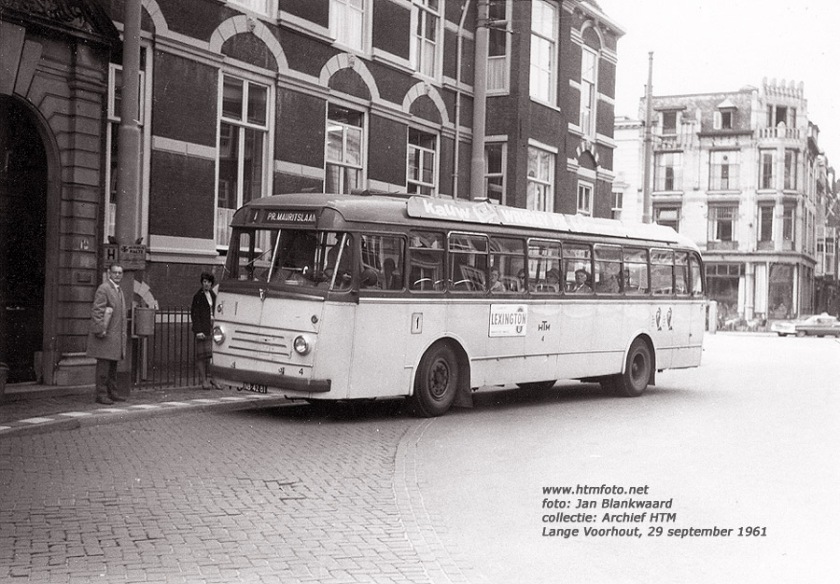 1961 Kromhout-TB50 4 van lijn 1 op het Lange Voorhout in 1961