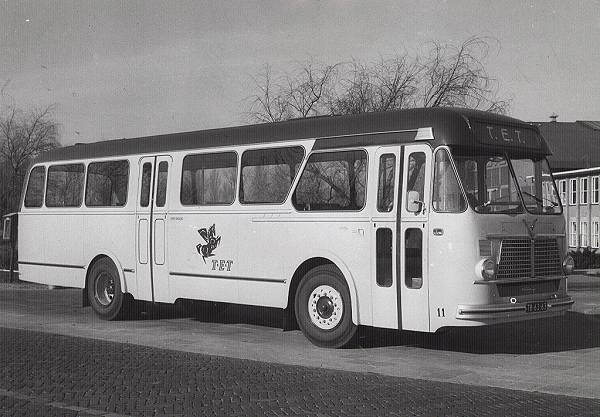 Daf-Leyland 11 met carrosserie van Verheul. De eerste miljonairs voor de TET. 40 zit en 25 staanplaatsen. Bus heeft 11 jaar dienst gedaan in Ootmarsum.