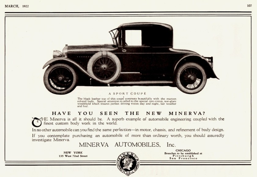 1922 Minerva Automobiles Ad
