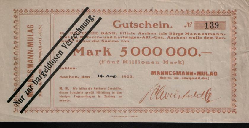 1923 Notgeld Mannesmann-Mulag