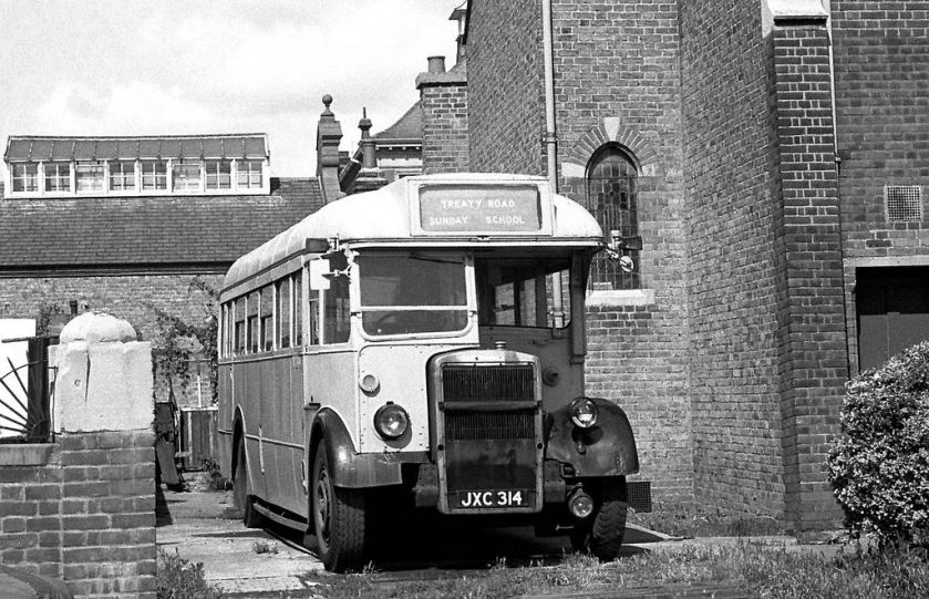 1948 JXC314 Ex London Transport TD121 in Treaty Road, Hounslow, Middx., when owned by Hounslow Evangelical Church