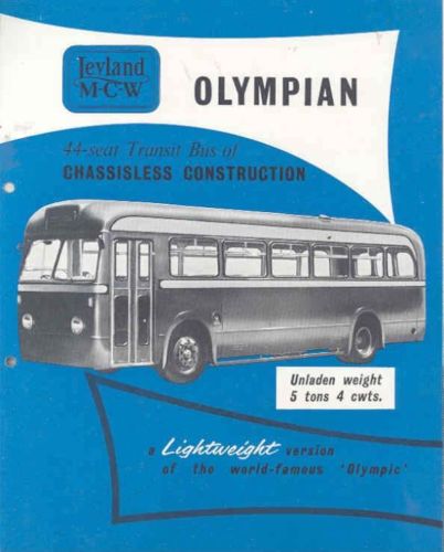 1954 Leyland MCW Olympian Transit Bus Brochure & Specs wk3586-ZLNAZP