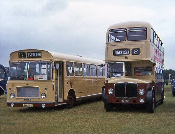 1957 Bristol RELL ECW B53F, new May 1972, and 18, 1296F, AEC Regent V Massey H33-28R body 1957