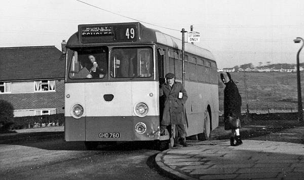 1961 Yorkshire Woollen District 241, GHD760, was an AEC Reliance with Marshall B43F body