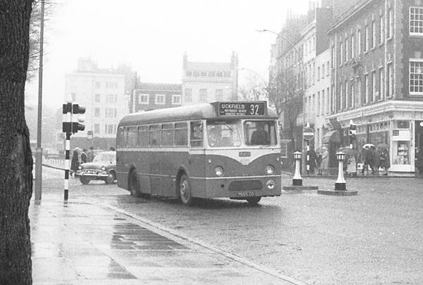 1962 Southdown 655, 7655CD, the first of a batch of 10 Leyland Tiger Cub PSUC1-1 with Marshall B43F bodies, new in April 1962