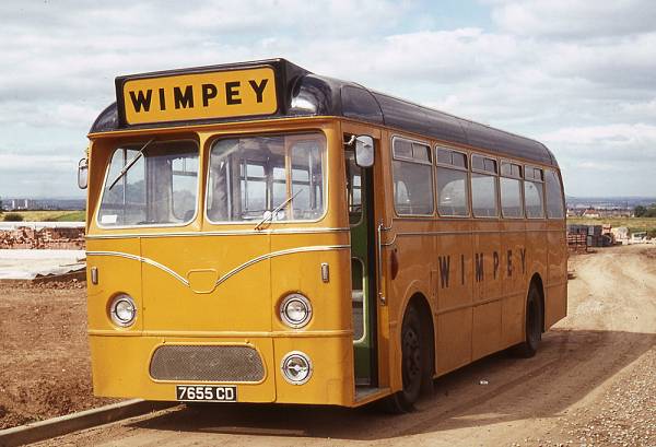 1962 Wimpey, contractor, 7655CD, a Leyland Tiger Cub PSUC1-1 from 1962 with Marshall B43F bodywork