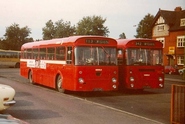 1964 Marshall bodied Leyland Leopard PSU3-1R and 205, ECK205E, a 1967 45 seat PSU3-4R again bodied by Marshall