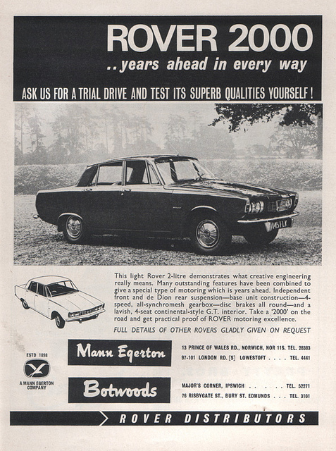 1964 Rover 2000 P6 ad