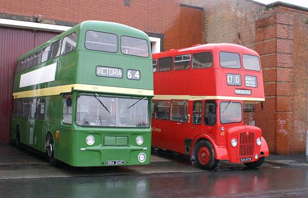 1965 Leyland Atlantean PDR1-1 with MCW bodywork and Lancs United 43, 543RTB, a 1961 Guy Arab IV also with MCW bodywork
