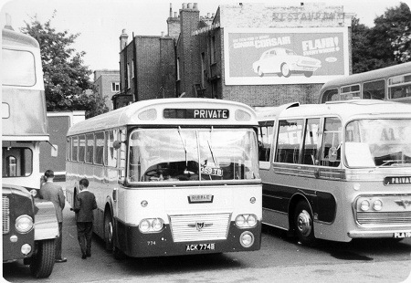 Marshall DP49F. Odd man out in the Ribble fleet for over ten years was the first production Leyland Panther ACK774B lr