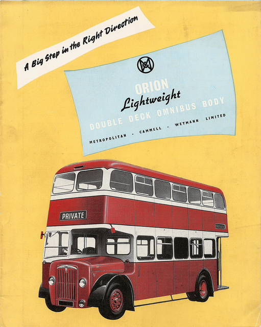 MCW Orion Lightweight bus body - sales brochure issued by Metropolitan-Cammell-Weymann, 1956