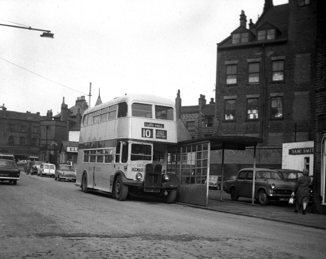 Rochdale Corporation bus 220 AEC Regent III Weymann GDK 720 in Rochdale, Lancashire 7 March 1964