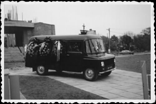 Nysa hearse in front of St. Gabriel church (under construction yet then) at Gumniska Street.