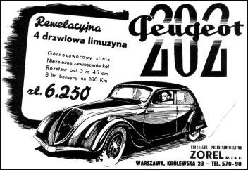1938 peugeot 202 reklama polska
