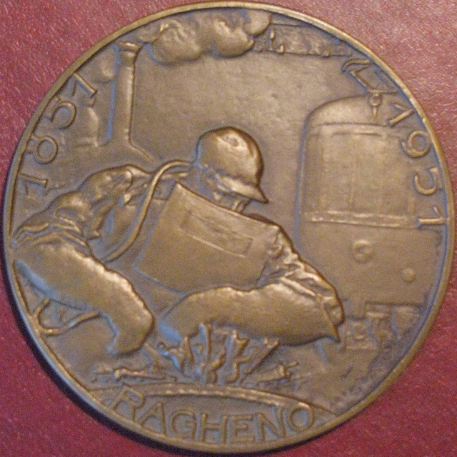 Penning-medal 100 years Usines Ragheno in Belgium. 1851-1951
