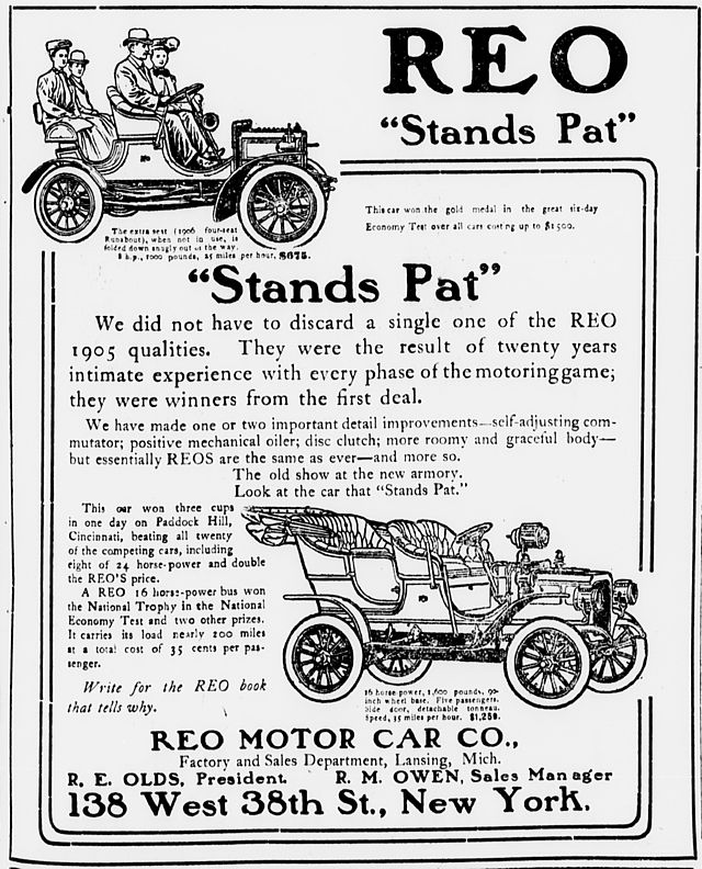 1906 REO Motor Ad