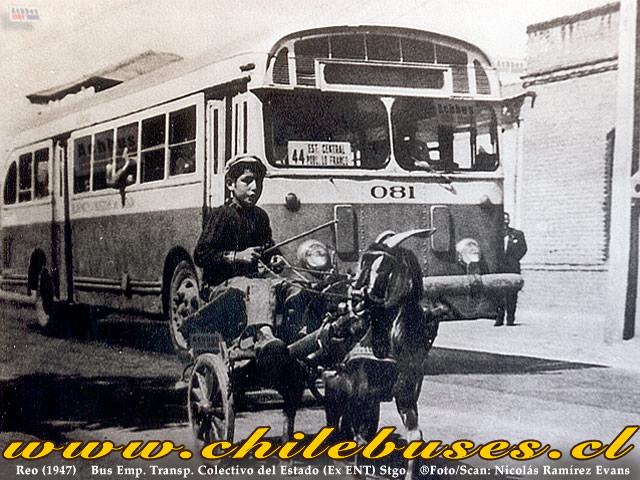 1947 Reo Bus Emp Transp colectivod el Estado Ex ENT Santiago