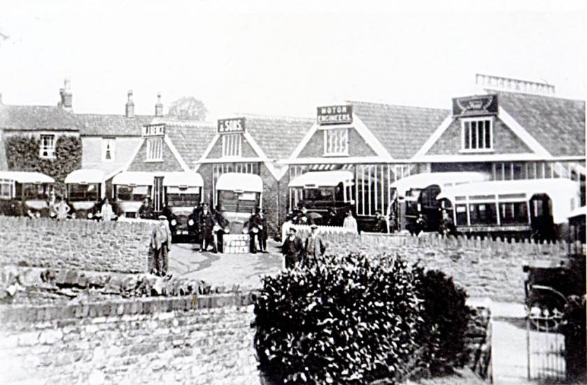 1920s view of early Ford Buses, Bence & Sons garage