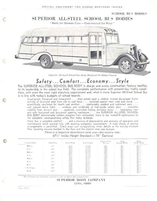 1935 Dodge Superior School Bus Sales Brochure