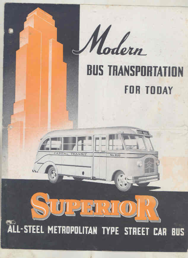 1936  Superior Metropolitan Streamline Street Car Transit Bus Brochure