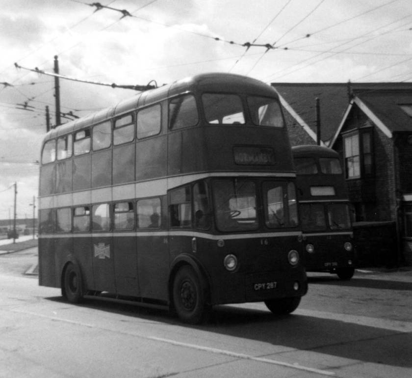 1944 56-seat Sunbeam S4 trolleybuses, four of which were bodied by Roe and four by Weymann. Car 16, CPY287, was one of the Roe-bodied examples