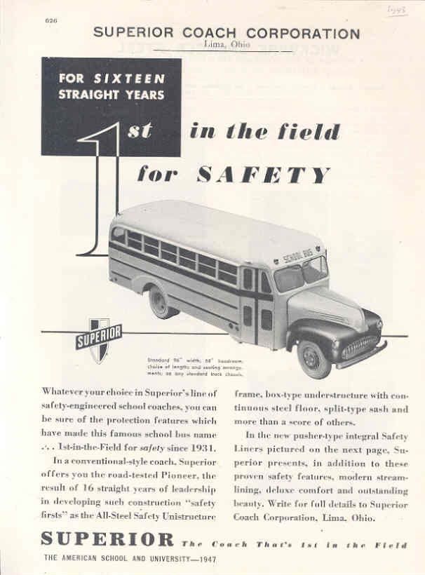1947 Superior School Bus Ad Wickwire Spencer Fence