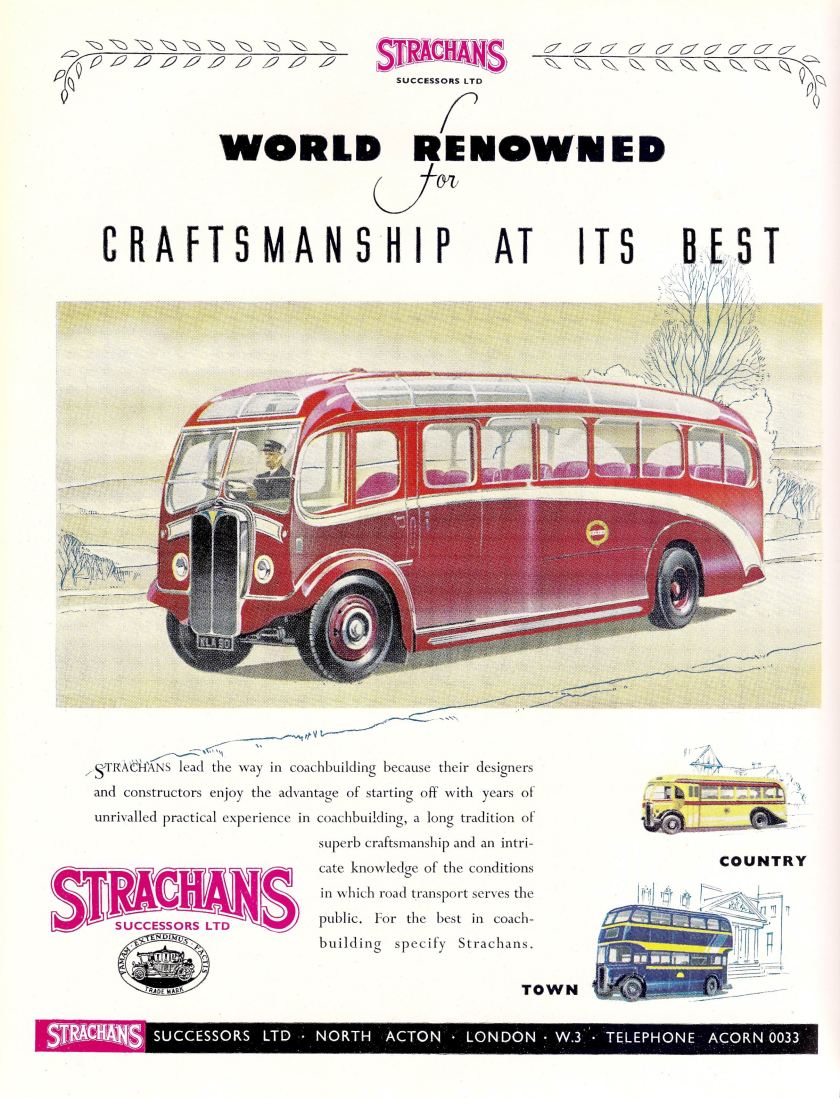 1950 Strachans coach and bus bodies, advert, c1950