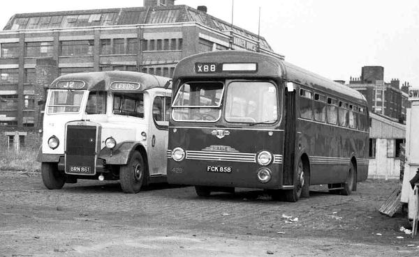 1953 Leyland PS1-1 with a Burlingham C31F body and Ribble 426, FCK858, a Leyland PSUC1-1 Tiger Cub with a Saro B44F body