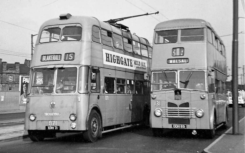 1953 Sunbeam F4A with Willowbrook body, passes 131, ODH 89, a full-front Park Royal-bodied Leyland PD2-1 of 1951