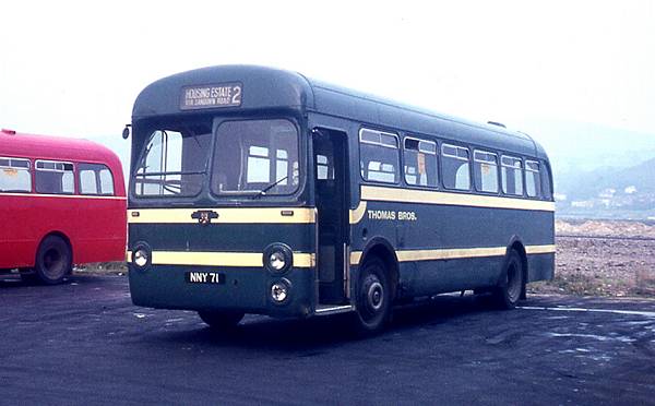1954 Leyland Tiger Cubs were purchased by Thomas Bros. Nine were Weymann bodied and nine carried Saro B44F bodies