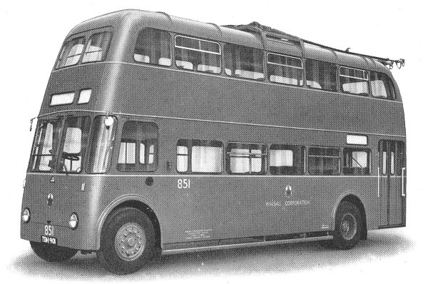 1954 Sunbeam 2 axle, double deck trolleybus, 30 ft. overall length, built for Walsall Corporation in 1954