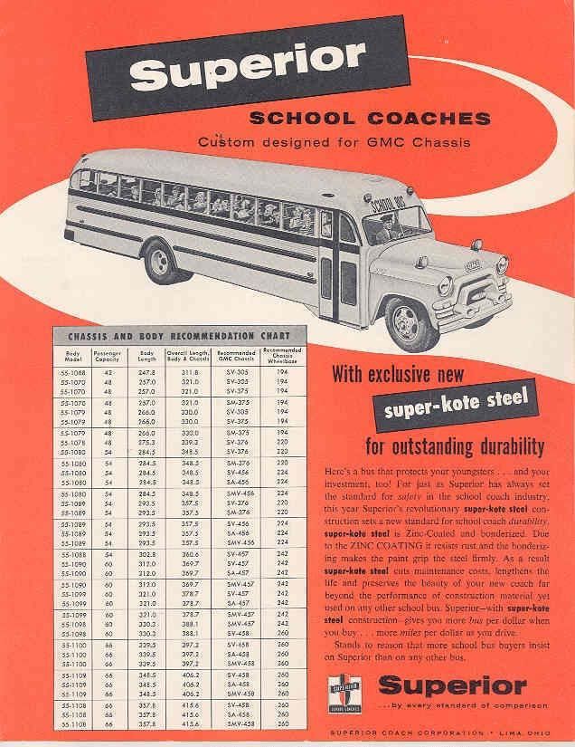 1955 GMC Superior School Bus Sales Brochure