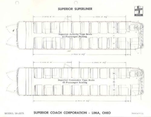 1955 Superior 45 & 67 Passenger Superliner Bus Brochure