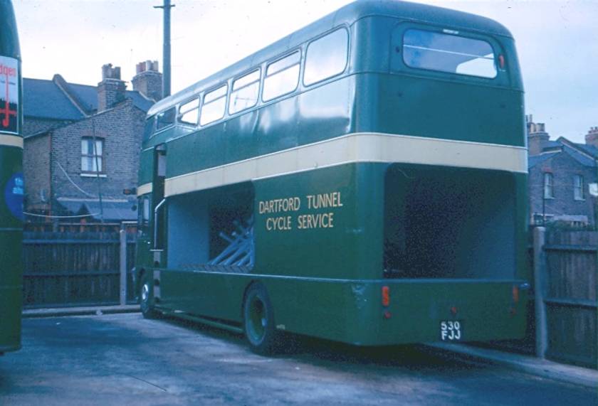 1963 Ford Thames Traders with Strachans bodies seating 33 upstairs and carrying 23 bikes downstairs b