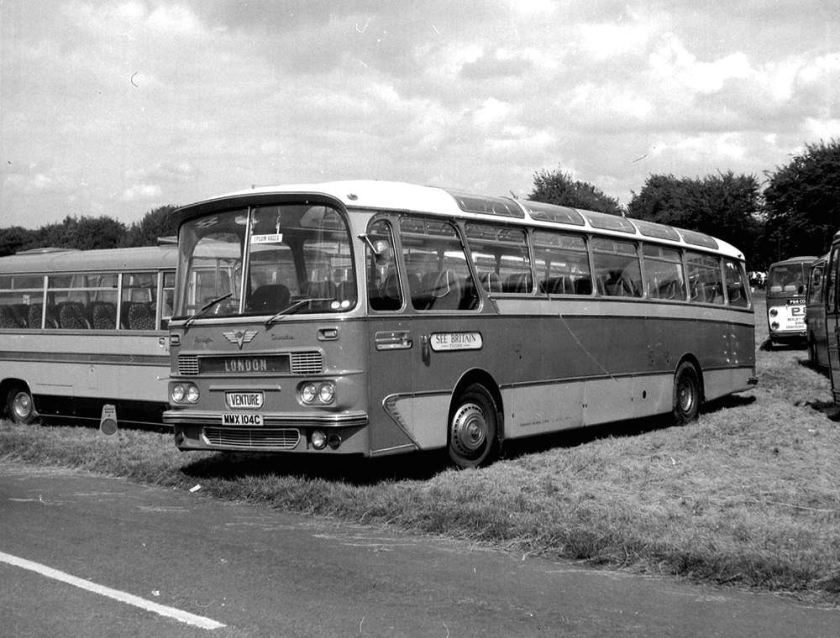 1965 AEC Harrington C45F Cavalier 36 with a Grenadier front lower panel and a Grenadier roof dome and windscreen
