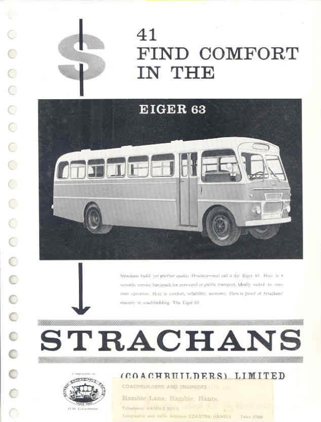 1965 Strachans Eiger 63 Bus Brochure England