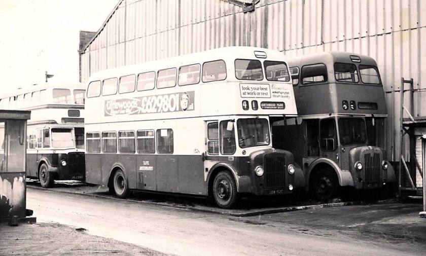 1967 Two Strachan bodied Guy Arabs are closest - 152N in cream-blue ansd not then yet withrawn, alongside 216N
