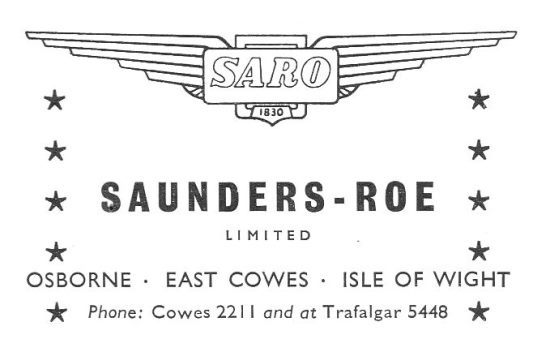SaundersRoe Company 1954 Company