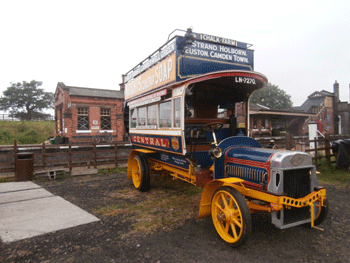 1908 X2 with the very ornate Tilling 34 seat open top body with Quorn station as the backdrop