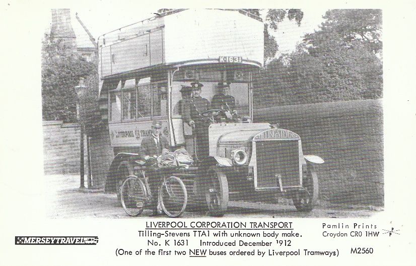 1912 Transport Postcard - Bus - Tilling-Stevens TTA1 No.K1631 - December 1912 2873