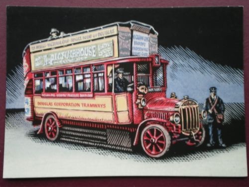 1914 POSTCARD TILLING STEVENS 46 SEAT DOUBLE DECKER BUS ISLE OF MAN