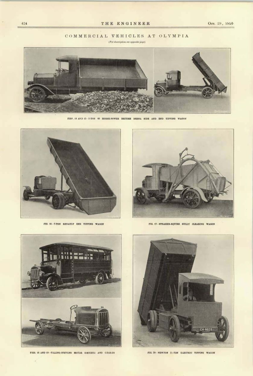 1920 Straker Squire Gully Wagon Tilling Stevens Omnibus British Berna