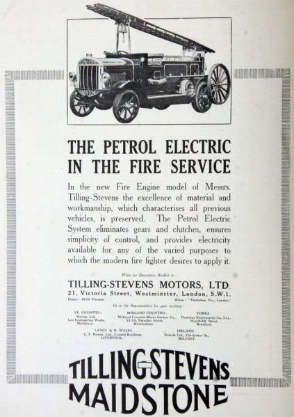 1920 Tilling Stevens Petrol Electric Fire Engines.