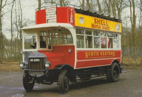 1922 Tilling Stevens TS6 North Western Road Car Tram Shell Advertising Bus Postcard